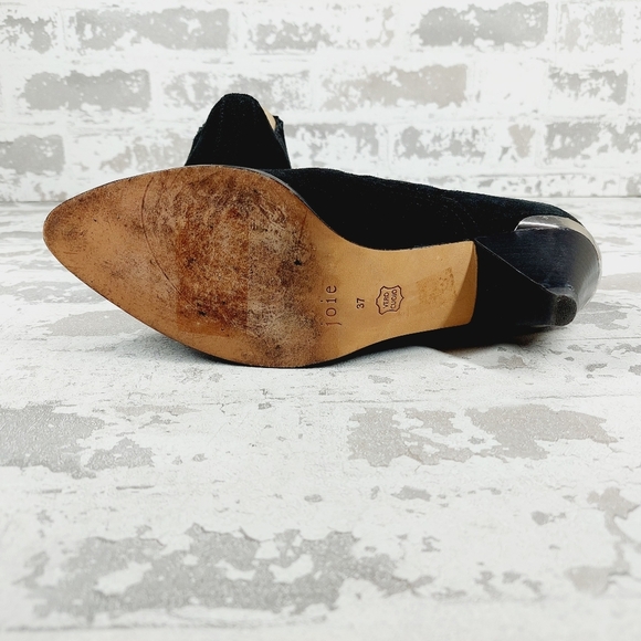 Joie Baler Black suede Leather Western Ankle Boots C1036 - Picture 8 of 14